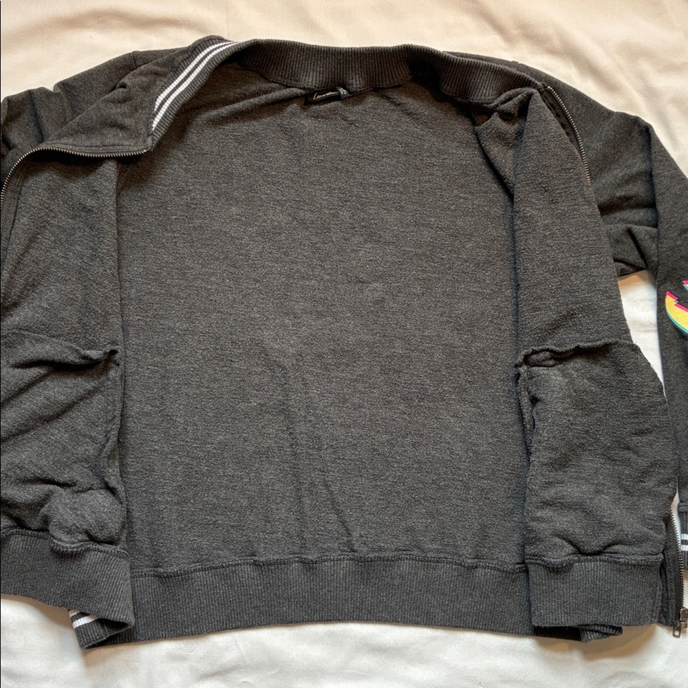 Torrid Lovesick Charcoal Gray Fleece Jacket Size 2 Skulls Bolts Full Zip - Picture 8 of 11